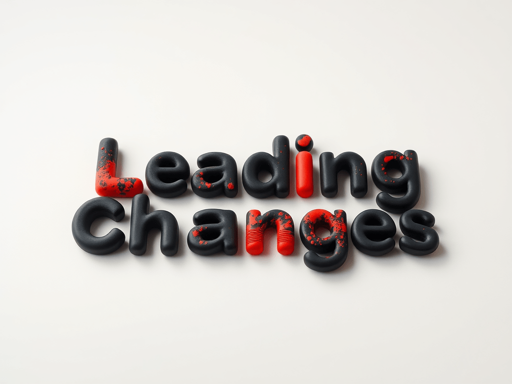 AI generated image of the words - Leading Changes in red and white modelling clay.