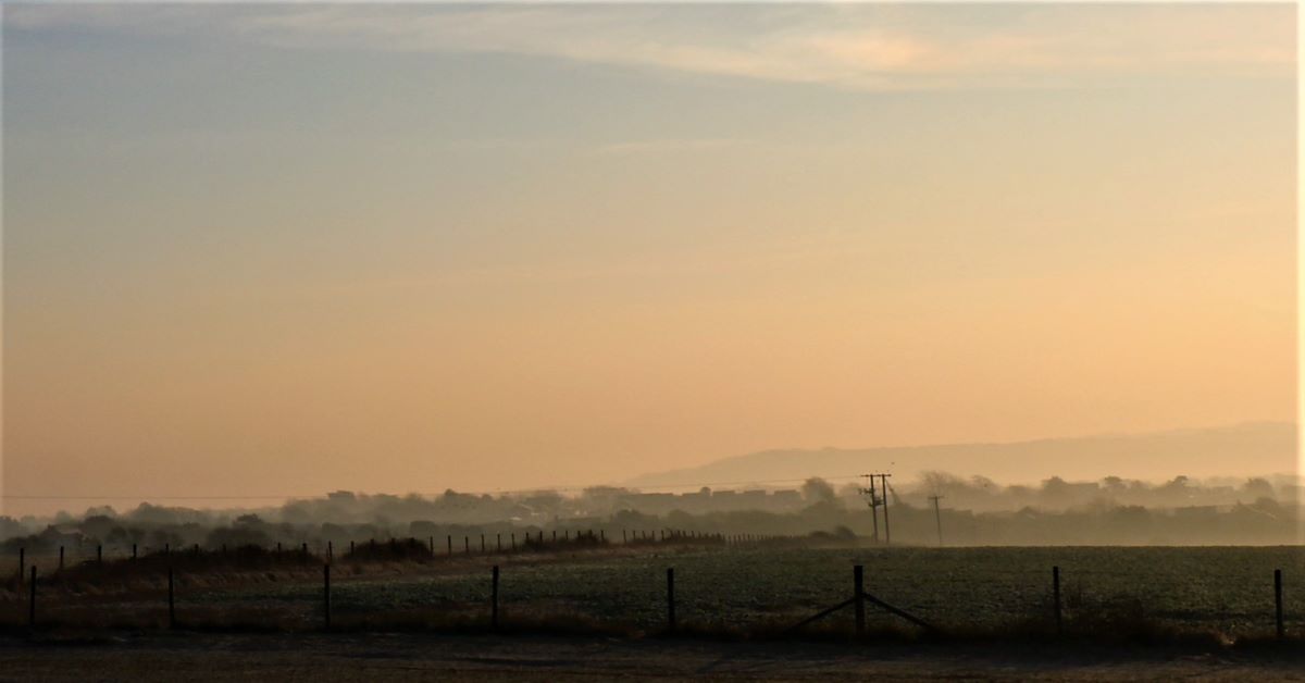 A misty morning sunrise on the down land behind Saltdean.