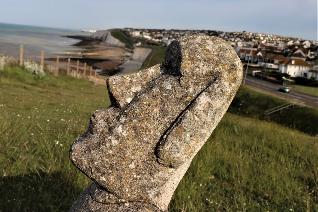 Moai happiest on a clifftop looking out to sea