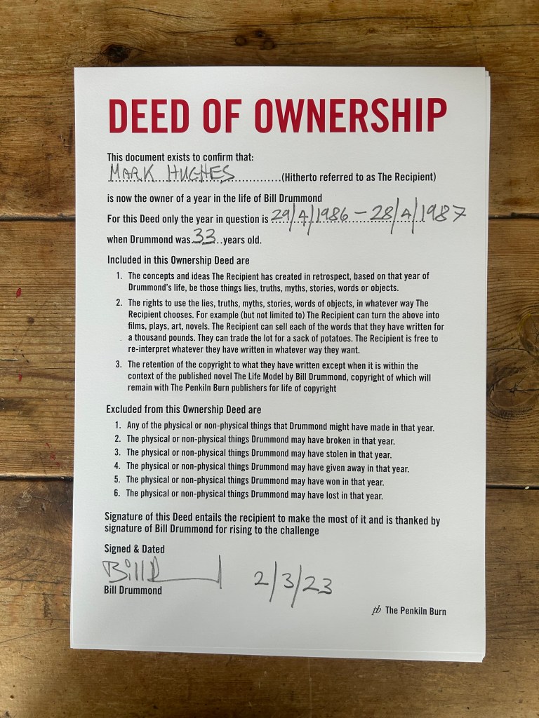 The jpg accompanying the Deed of Ownership covering the 33rd Year of the life of Bill Drummond