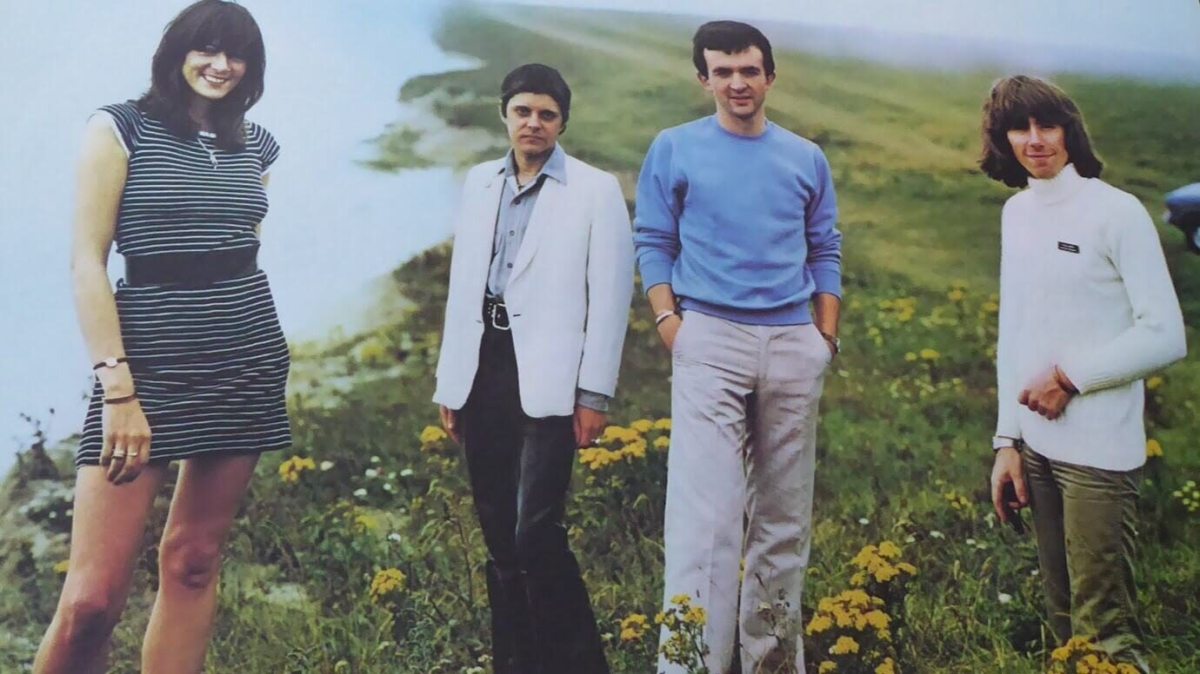 TG posing on Beachy Head for 20 Jazz Funk Greats LP cover