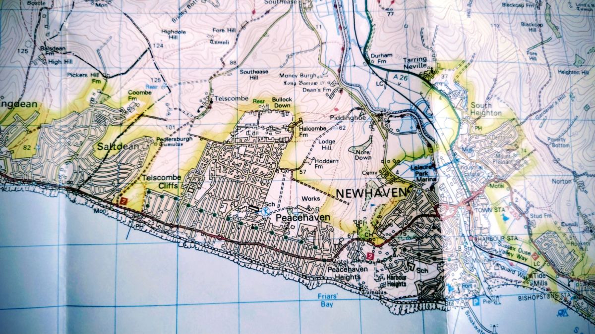 Photograph of a map of Saltdean and Newhaven